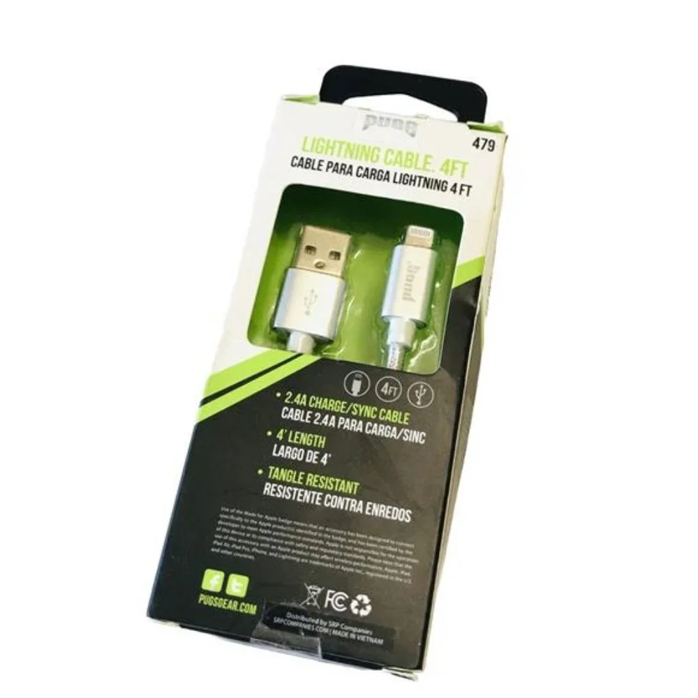 PUGS Lightning Cable 4' Silver